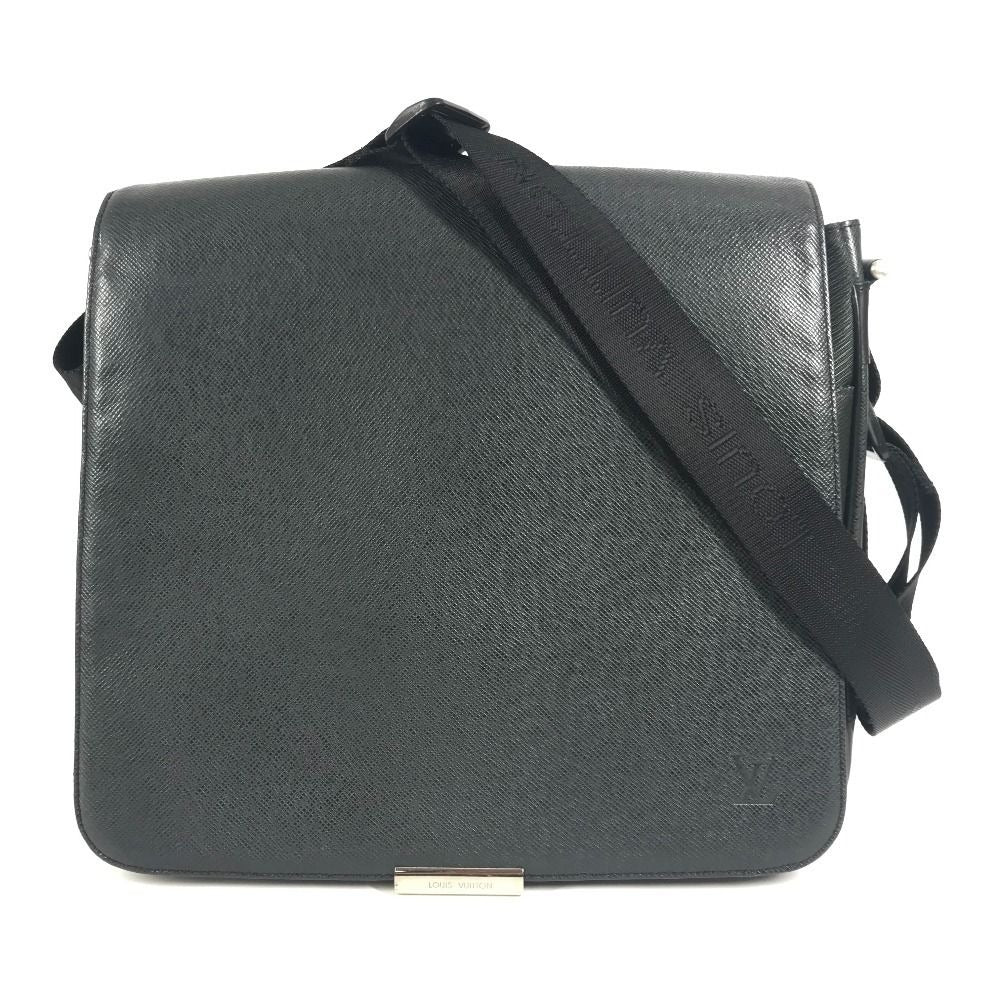 Louis Vuitton Shoulder Bag Victor Taiga Leather Black Khaki