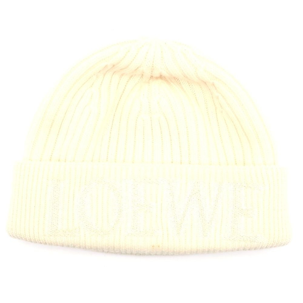 Loewe Ribbed Wool Knit Hat Cap White