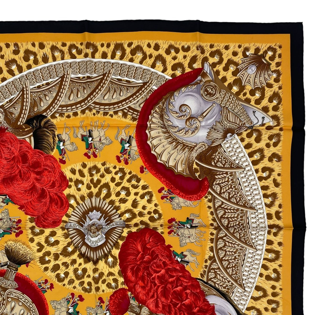 Hermes Scarf Silk Carre 90 Casques Et Plumets Faceless Helmet Yellow — view 3