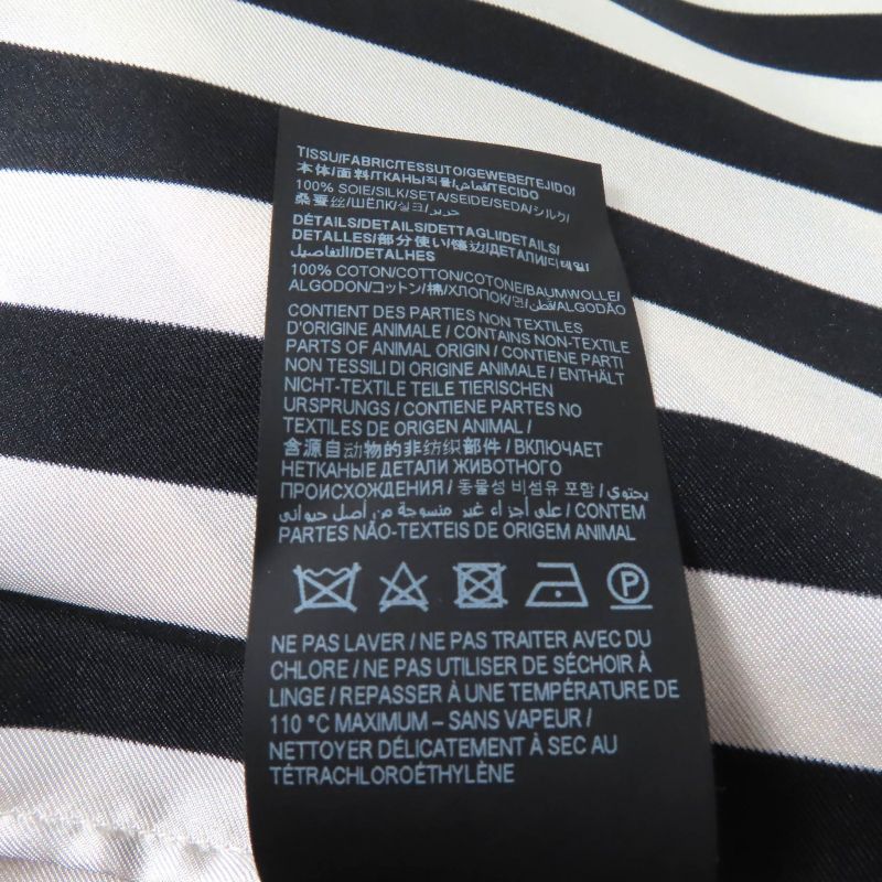 Saint Laurent Paris 2022 694156 100% Silk Striped Long Sleeve Shirt With Gold