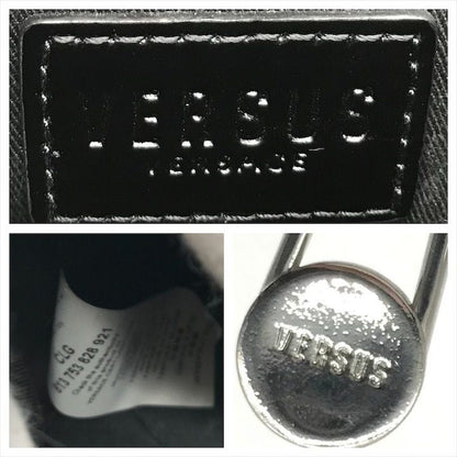 Versace Versus Super Safety Chain Shoulder Bag Black Leather