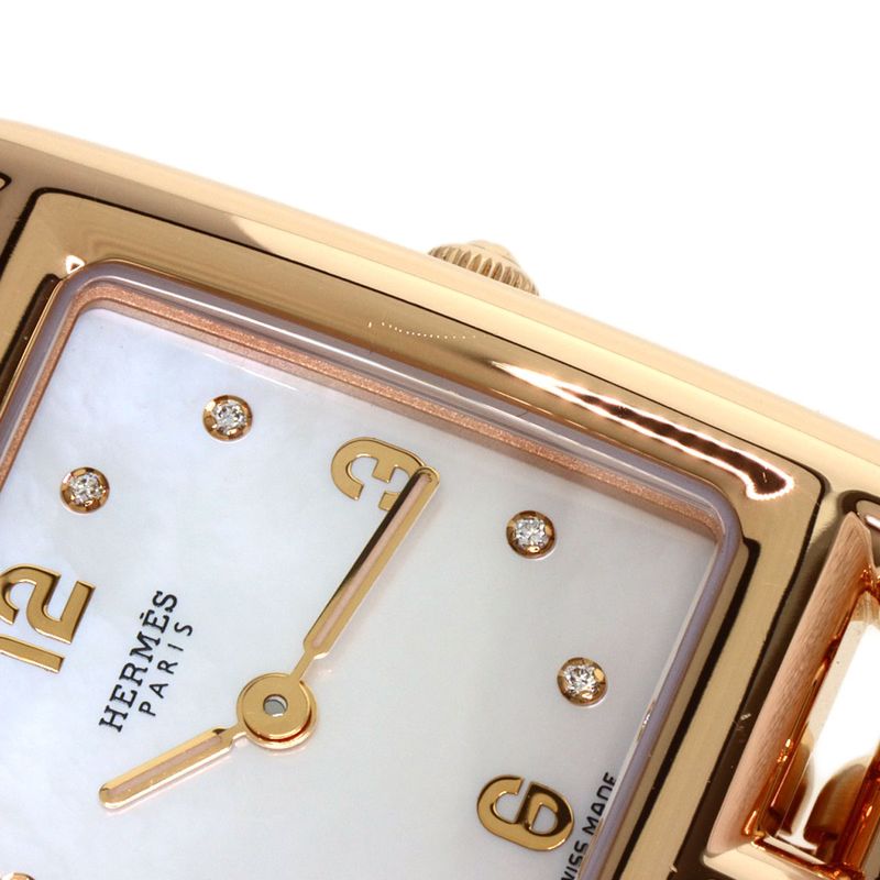 Hermes Cc1270a Cape Cod 8P Diamond Watch 18K Pink Gold Ladies