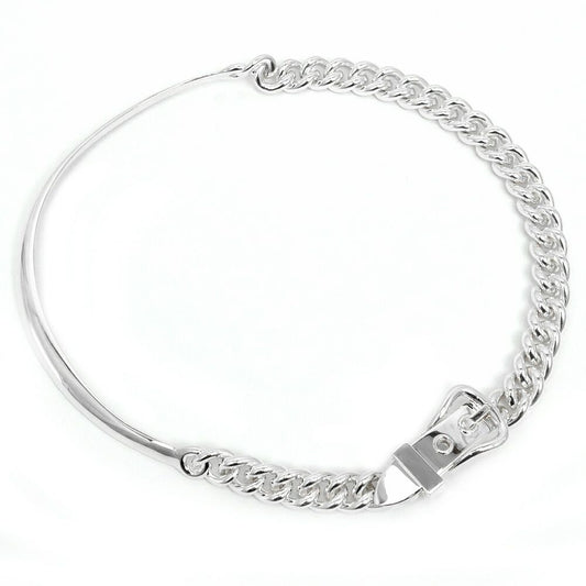 Hermes Necklace Choker Booklet Series GM Inflexible 44 Silver
