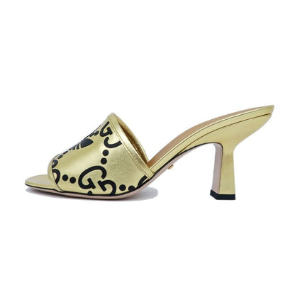 Gucci Adidas Collaboration Sandals Gold Size 38 Mule Heel Logo