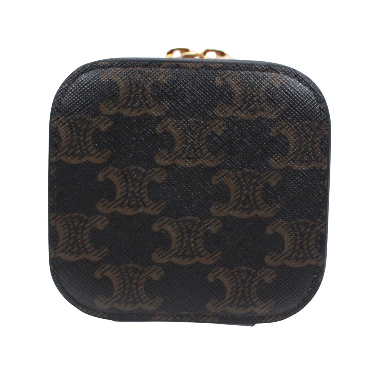 Celine Triomphe Vanity Leather Brown Black Shoulder Bag Gold — view 4