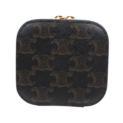 Celine Triomphe Vanity Leather Brown Black Shoulder Bag Gold — view 4