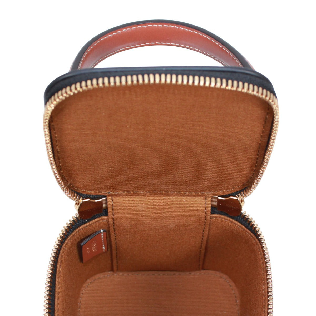 Celine Triomphe Vanity Leather Brown Black Shoulder Bag Gold — view 8