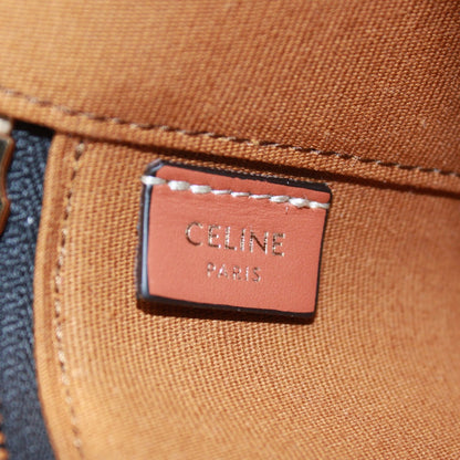 Celine Triomphe Vanity Leather Brown Black Shoulder Bag Gold — view 9