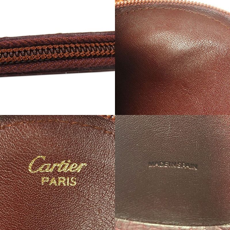 Cartier Must Do Round Coin Case Must Line Leather Bordeaux Gold Hardware Small