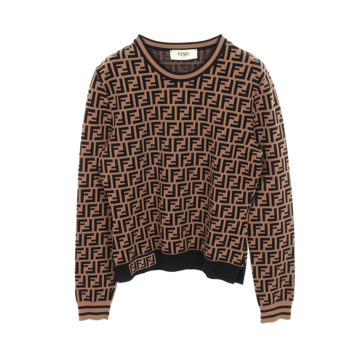 Fendi Knit Zucca Crew Neck Long Sleeve Rayon Sweater