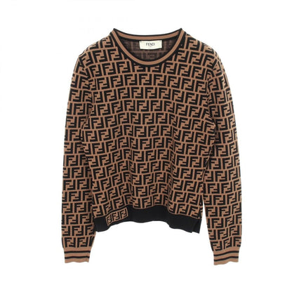Fendi Knit Zucca Crew Neck Long Sleeve Rayon Sweater