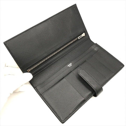 Hermes Bearn Souffle Veau Epsom Monochrome Bifold Wallet Black