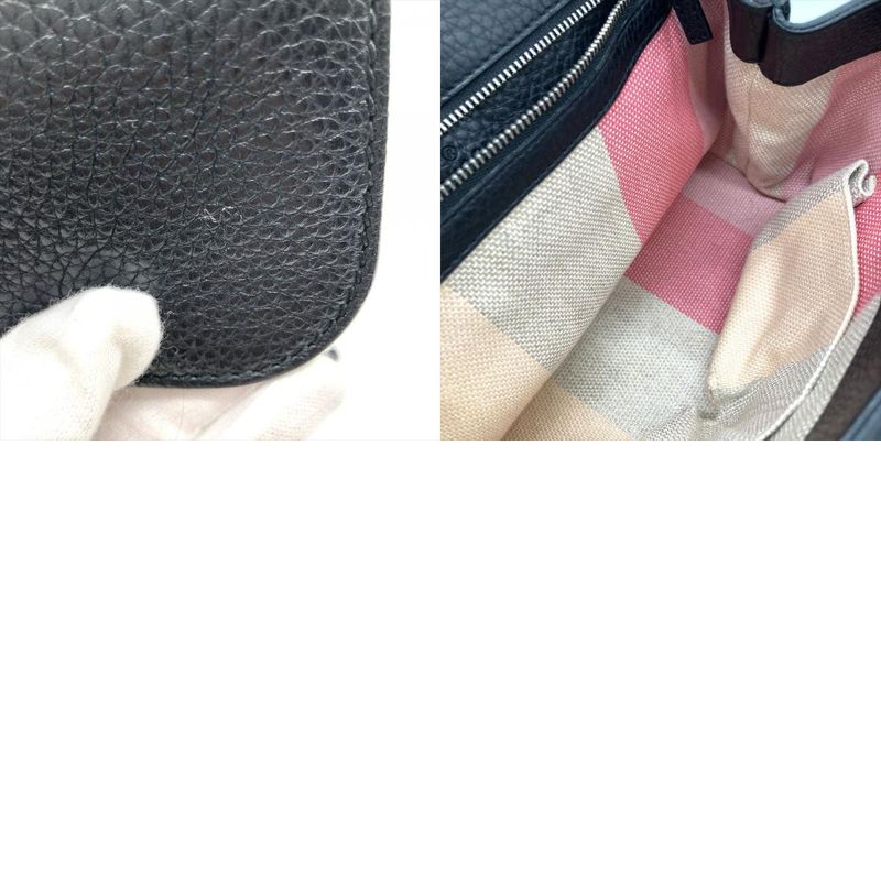 Gucci Daily Bamboo Handbag Leather 370831 Black Silver Hardware Women