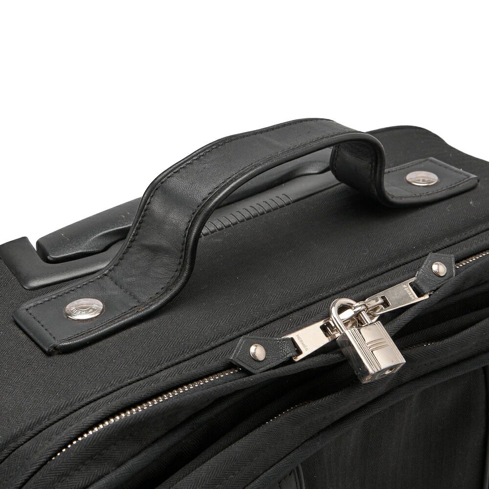 Hermes Acapulco Carry Bag Twirl Chevron Black Ladies Men Suitcases Handbags