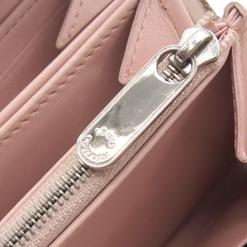 Louis Vuitton Long Wallet Zippy Wallet Monogram Mahina Pink and White Silver