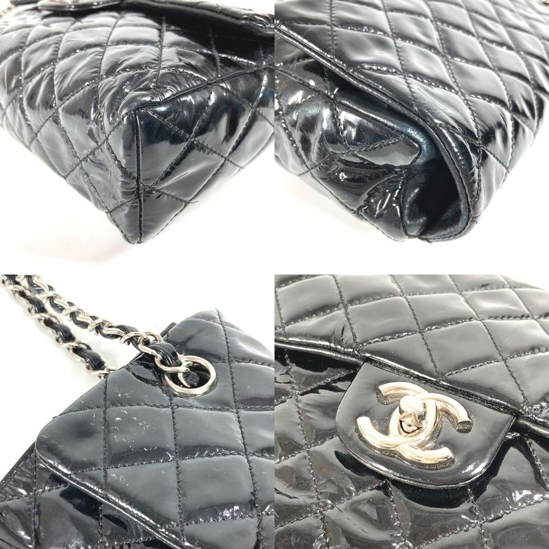Chanel Upside Down Shoulder Bag Matelasse Enamel Black