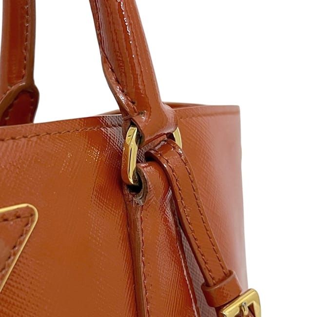 Prada 2 Way Bag Orange Excellent Condition Patent Leather Preowned 103