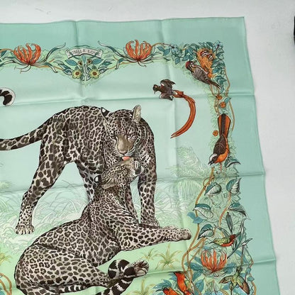 Hermes Scarf Carre 90 DIP DYE Jungle LOVE Jungle Love Silk Green