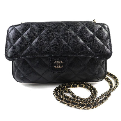 CHANEL Coco Mark Caviar Skin Chain Shoulder Eco Bag Random Serial Black