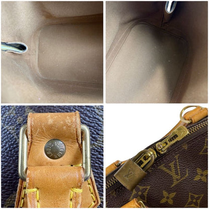 Louis Vuitton Alma Monogram Leather Handbag Mini Tote Bag Brown