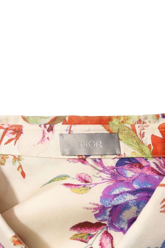 Dior 19SS 923c561w6016 BEE Embroidered Full Pattern Silk Long Sleeve Shirt