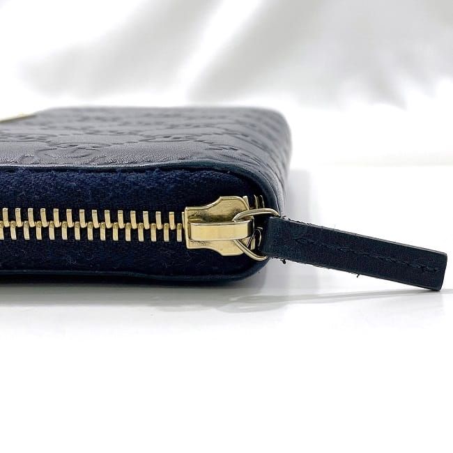 Gucci Round Zipper Long Wallet Navy Striped Line 307980 Wallet