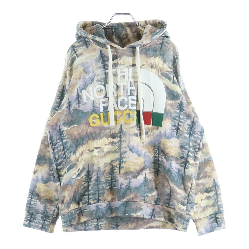 Gucci the North Face Cotton Hoodie All Over Pattern Logo Pullover Multi