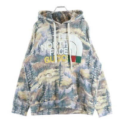 Gucci the North Face Cotton Hoodie All Over Pattern Logo Pullover Multi