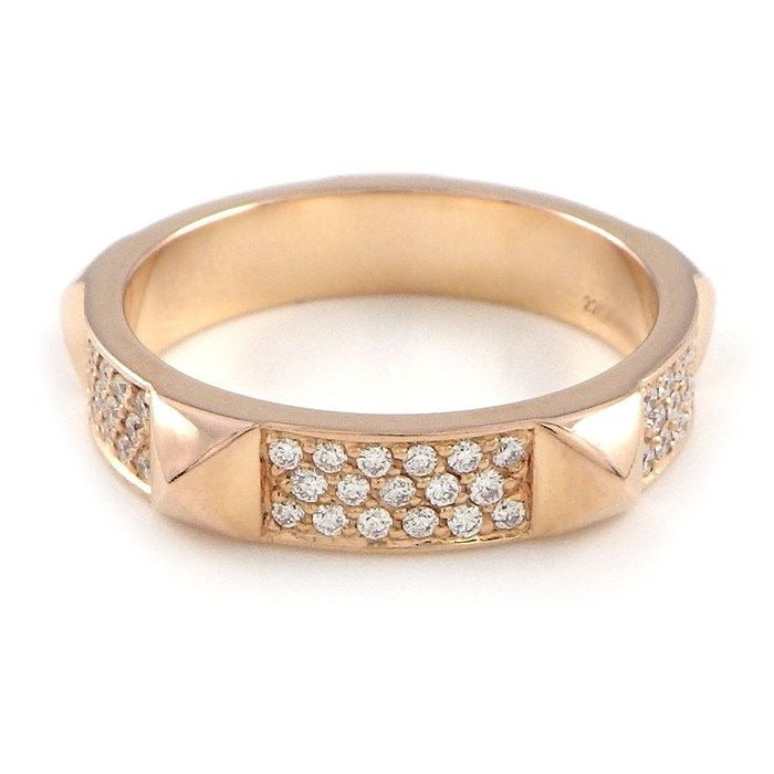 Hermes Ring Clou de Pave 65 Points Diamond 18K Pink