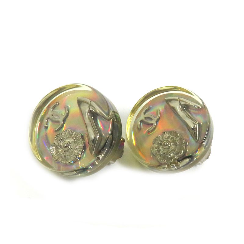 Chanel Earring Round Shape Coco Mark Camellia Heel Motif Pair 97P
