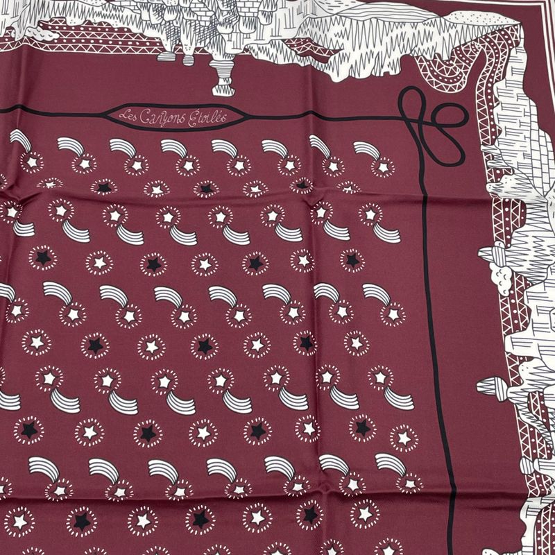 Hermes Scarf LES Canyons Etoiles From The Canyon To The Stars Silk Bordeaux