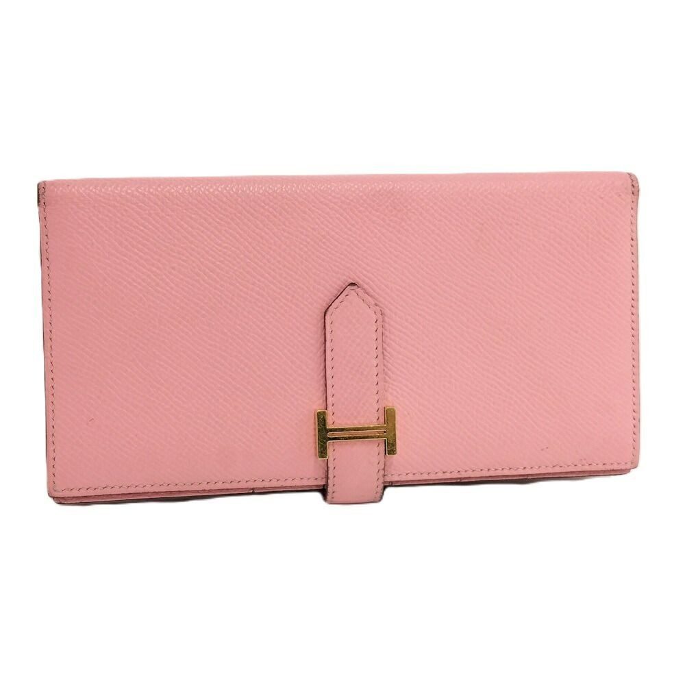 Hermes Bearn Souffle Wallet Pink Leather