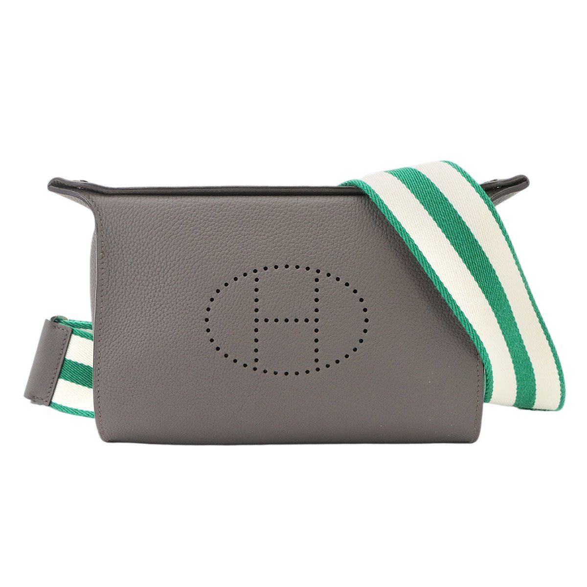 Hermes Vide Poche Shoulder Bag Togo Etain Vert Vertigo Silver