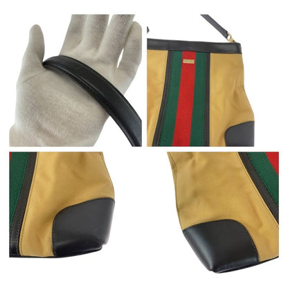 Gucci Sherry Line Beige Red Green Silver Hardware Canvas 001 4231 Shoulder Bag
