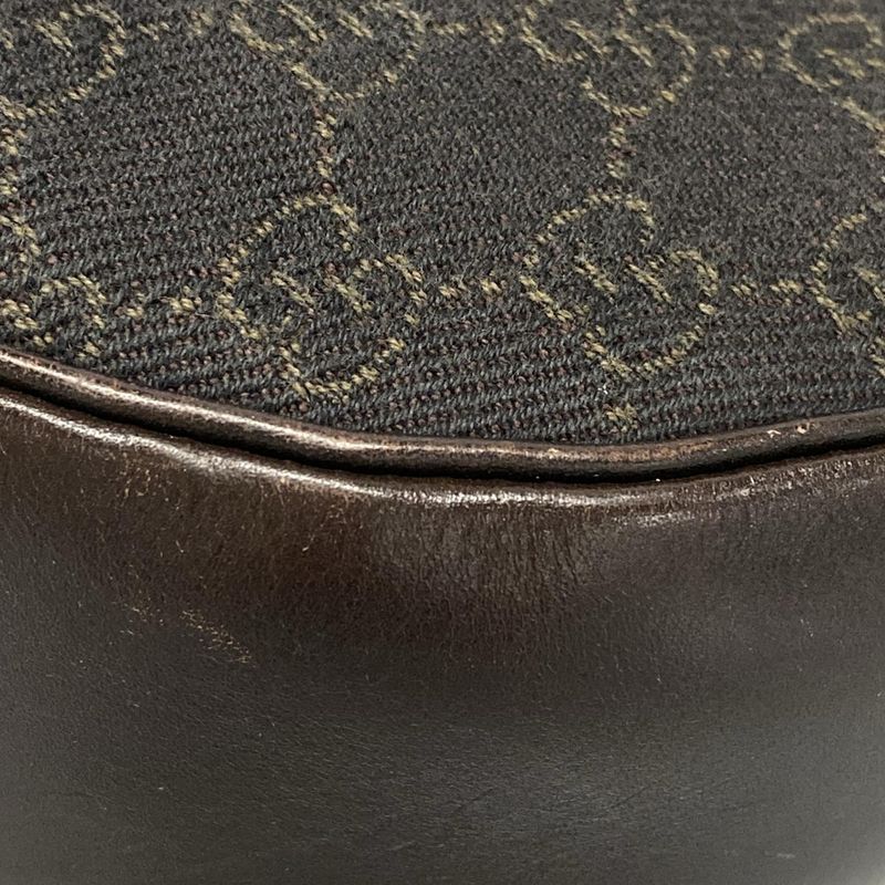 Gucci Shoulder Bag GG Pattern 101682 Dark Brown Leather