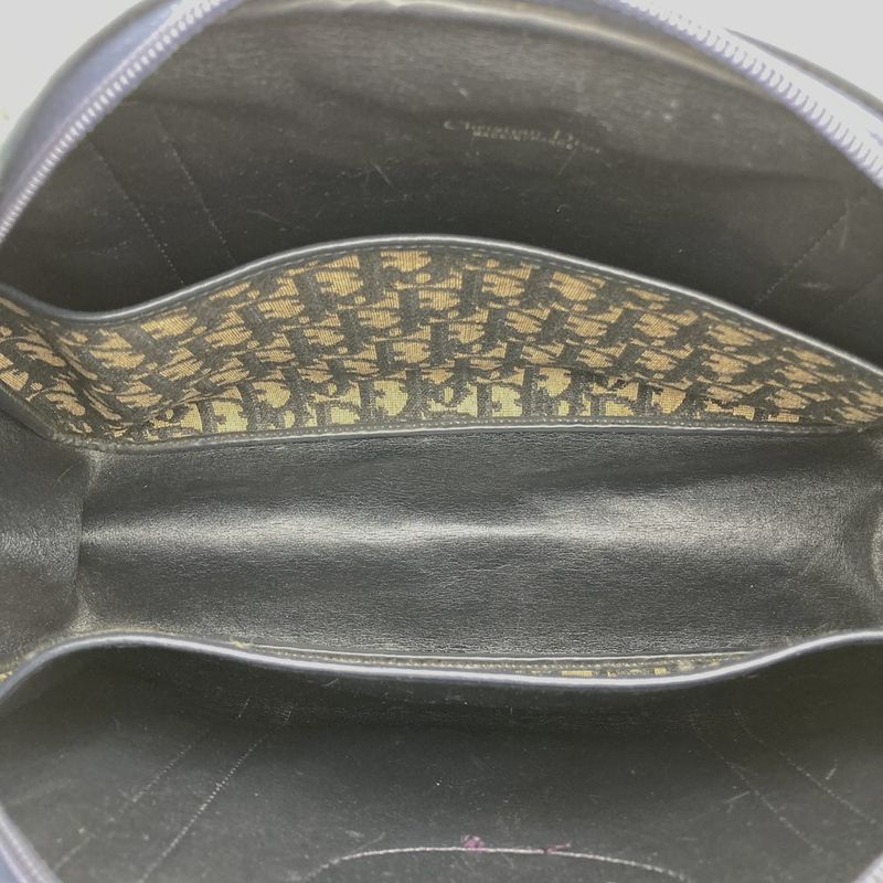 DIOR Handbag Vintage Boston Bag Navy Blue Canvas Trotter Women Men