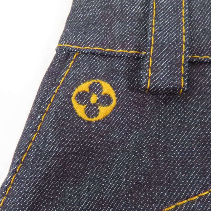 Louis Vuitton Leather Monogram With Logo Patch Flower Stitch Design Denim