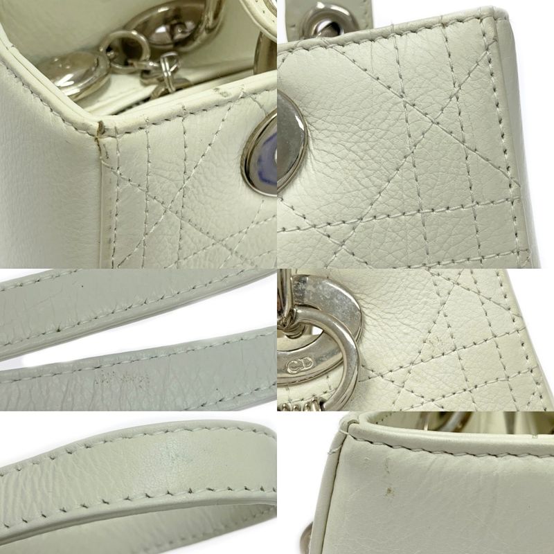 Dior Lady Dior Lambskin Cannage 2way Handbag White 356662 Handbag