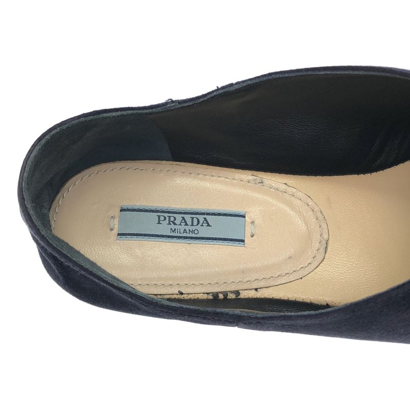 Prada Pointed Toe Suede Flat Shoes 1s574h Navy 37 1 2