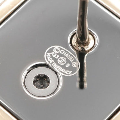 Chanel Earrings Earring Gold Dark Gray Coco Mark Square