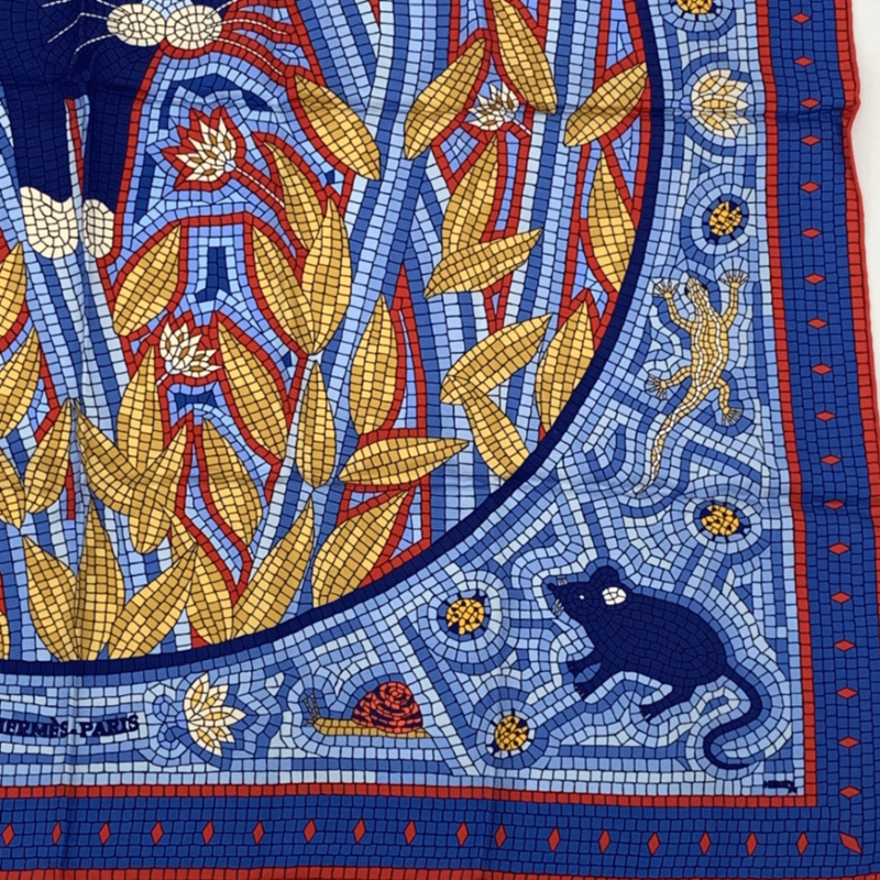 Hermes Carre 90 CAVE Felem Attention Cats Scarf 100% Silk Multicolor