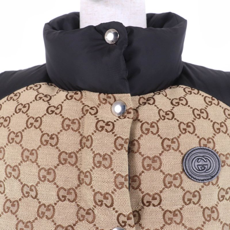 Gucci 23SS 717547 GG Cotton Canvas Down Vest Brownish 38 With Hanger And
