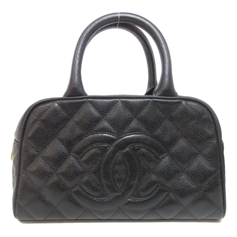 Chanel Mini Boston Bag Matelasse Gold Hardware Boston Bag Grained Calfskin Women
