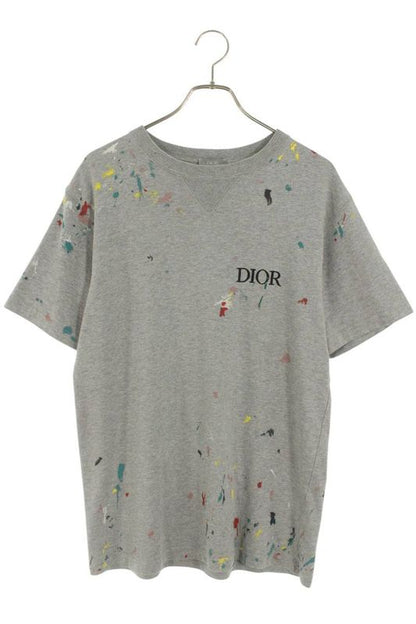Dior 21SS 183j686a0554 Paint Print Logo Embroidery Oversized T-shirt Men's S