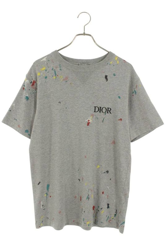 Dior 21SS 183j686a0554 Paint Print Logo Embroidery Oversized T-shirt Men's S