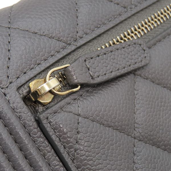 Chanel Chain Wallet Boy Chanel Chain Shoulder Mini Caviar Skin Grey Vintage