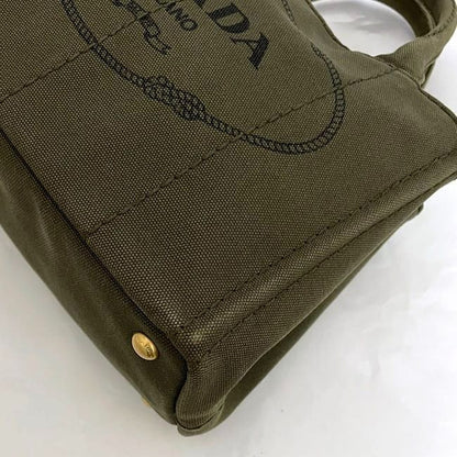 Prada 2 Way Bag Canapa Tote F22949 Khaki