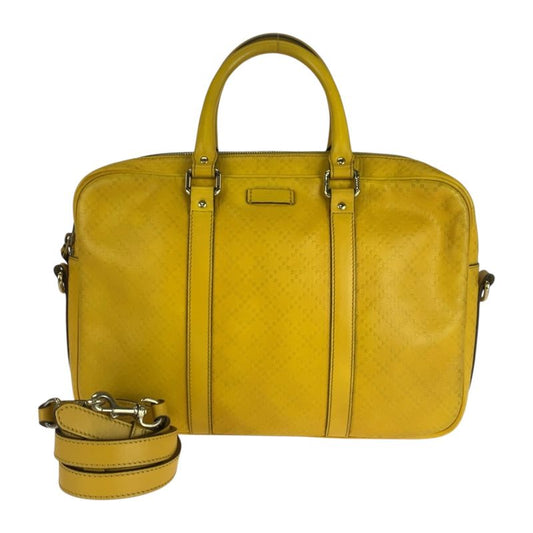 Gucci Diamante Yellow Silver Hardware Leather 344357 Business Bag Briefcase