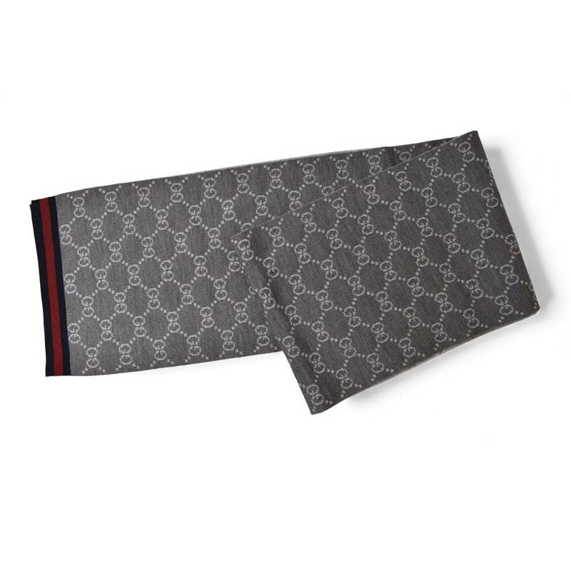 Gucci Scarf Winter 100% Wool GG Pattern Light Gray 3 G206 1263 — view 2
