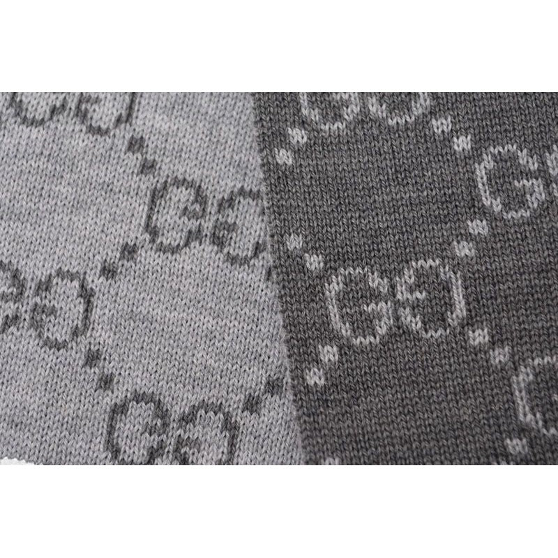 Gucci Scarf Winter 100% Wool GG Pattern Light Gray 3 G206 1263 — view 3